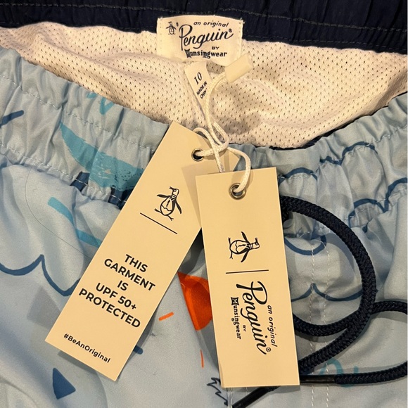 NWT Original Penguin Boy’s Blue/Orange Swim Trunks Size 10 - Picture 6 of 6